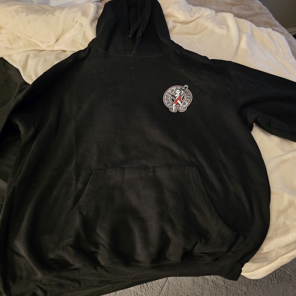 Men's Crooks And Castle Classic Black Hoodie with Graphic Design Size Xxl